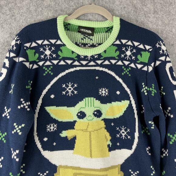 Star Wars The Mandalorian Grogu Holiday Sweater Mens Medium Ugly Christmas Yoda - Picture 2 of 13